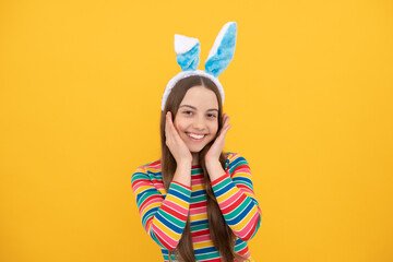 she is so cute. childhood happiness. child in rabbit costume. time for fun. kid wearing funny ears