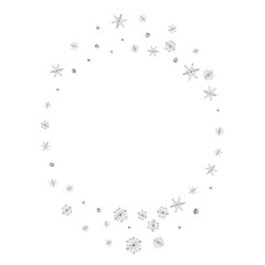 Grey Confetti Background White Vector. Dot Winter Card. Metal Snow Flake. Silver Transparent Texture.