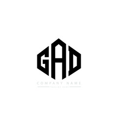 GAD letter logo design with polygon shape. GAD polygon logo monogram. GAD cube logo design. GAD hexagon vector logo template white and black colors. GAD monogram, GAD business and real estate logo. 