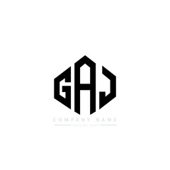 GAJ letter logo design with polygon shape. GAJ polygon logo monogram. GAJ cube logo design. GAJ hexagon vector logo template white and black colors. GAJ monogram, GAJ business and real estate logo. 