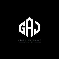 GAJ letter logo design with polygon shape. GAJ polygon logo monogram. GAJ cube logo design. GAJ hexagon vector logo template white and black colors. GAJ monogram, GAJ business and real estate logo.  © mamun25g