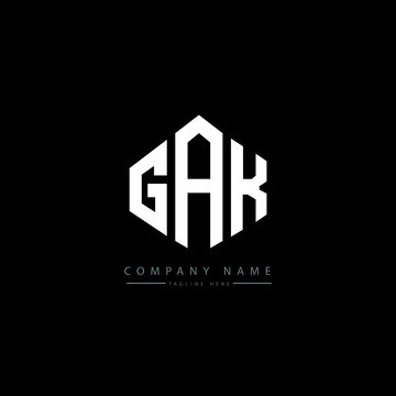 GAK letter logo design with polygon shape. GAK polygon logo monogram. GAK cube logo design. GAK hexagon vector logo template white and black colors. GAK monogram, GAK business and real estate logo. 