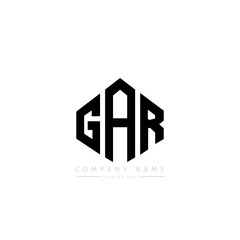 GAR letter logo design with polygon shape. GAR polygon logo monogram. GAR cube logo design. GAR hexagon vector logo template white and black colors. GAR monogram, GAR business and real estate logo. 