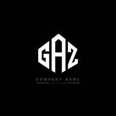 GAZ letter logo design with polygon shape. GAZ polygon logo monogram. GAZ cube logo design. GAZ hexagon vector logo template white and black colors. GAZ monogram, GAZ business and real estate logo. 