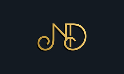 Luxury fashion initial letter ND logo.