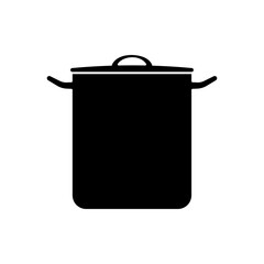 Pan icon. Soup pot. Black silhouette. Side view. Vector simple flat graphic illustration. The isolated object on a white background. Isolate.