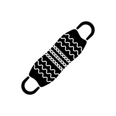 Washcloth icon. Shower sponge. Black silhouette. Front view. Vector simple flat graphic illustration. The isolated object on a white background. Isolate.