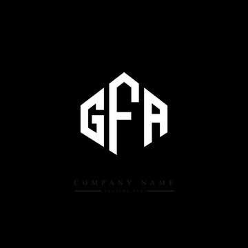 GFA letter logo design with polygon shape. GFA polygon logo monogram. GFA cube logo design. GFA hexagon vector logo template white and black colors. GFA monogram, GFA business and real estate logo. 