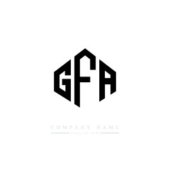 GFA letter logo design with polygon shape. GFA polygon logo monogram. GFA cube logo design. GFA hexagon vector logo template white and black colors. GFA monogram, GFA business and real estate logo. 