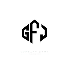 GFJ letter logo design with polygon shape. GFJ polygon logo monogram. GFJ cube logo design. GFJ hexagon vector logo template white and black colors. GFJ monogram, GFJ business and real estate logo. 