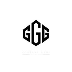 GGG letter logo design with polygon shape. GGG polygon logo monogram. GGG cube logo design. GGG hexagon vector logo template white and black colors. GGG monogram, GGG business and real estate logo. 