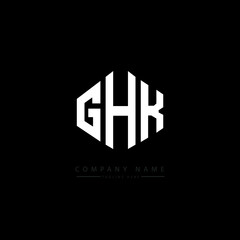 Fototapeta premium GHK letter logo design with polygon shape. GHK polygon logo monogram. GHK cube logo design. GHK hexagon vector logo template white and black colors. GHK monogram, GHK business and real estate logo. 
