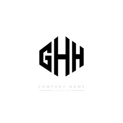 GHH letter logo design with polygon shape. GHH polygon logo monogram. GHH cube logo design. GHH hexagon vector logo template white and black colors. GHH monogram, GHH business and real estate logo. 