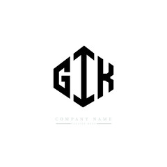 GIK letter logo design with polygon shape. GIK polygon logo monogram. GIK cube logo design. GIK hexagon vector logo template white and black colors. GIK monogram, GIK business and real estate logo. 