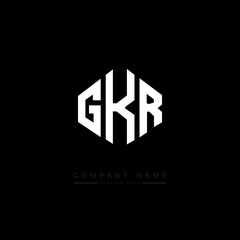 GKR letter logo design with polygon shape. GKR polygon logo monogram. GKR cube logo design. GKR hexagon vector logo template white and black colors. GKR monogram, GKR business and real estate logo. 