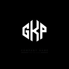 GKP letter logo design with polygon shape. GKP polygon logo monogram. GKP cube logo design. GKP hexagon vector logo template white and black colors. GKP monogram, GKP business and real estate logo. 