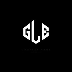 GLE letter logo design with polygon shape. GLE polygon logo monogram. GLE cube logo design. GLE hexagon vector logo template white and black colors. GLE monogram, GLE business and real estate logo. 