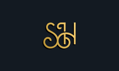 Luxury fashion initial letter SH logo.