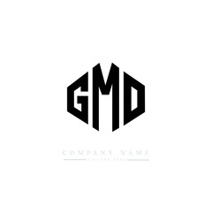 GMO letter logo design with polygon shape. GMO polygon logo monogram. GMO cube logo design. GMO hexagon vector logo template white and black colors. GMO monogram, GMO business and real estate logo. 