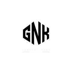 GNK letter logo design with polygon shape. GNK polygon logo monogram. GNK cube logo design. GNK hexagon vector logo template white and black colors. GNK monogram, GNK business and real estate logo. 