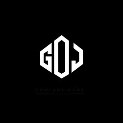 GOJ letter logo design with polygon shape. GOJ polygon logo monogram. GOJ cube logo design. GOJ hexagon vector logo template white and black colors. GOJ monogram, GOJ business and real estate logo. 