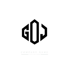 GOJ letter logo design with polygon shape. GOJ polygon logo monogram. GOJ cube logo design. GOJ hexagon vector logo template white and black colors. GOJ monogram, GOJ business and real estate logo. 