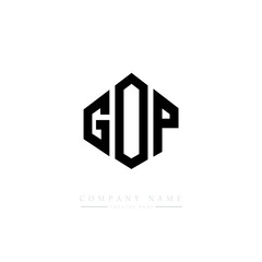 GOP letter logo design with polygon shape. GOP polygon logo monogram. GOP cube logo design. GOP hexagon vector logo template white and black colors. GOP monogram, GOP business and real estate logo. 