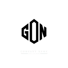 GON letter logo design with polygon shape. GON polygon logo monogram. GON cube logo design. GON hexagon vector logo template white and black colors. GON monogram, GON business and real estate logo. 