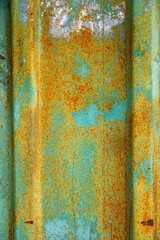 Background of peeling paint and rusty old meta. Little black dots and scratches. Corrosion of metal, abstract background, texture for the photo, the result of a careless attitude to metal