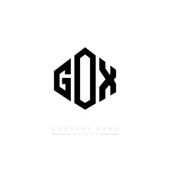 GOX letter logo design with polygon shape. GOX polygon logo monogram. GOX cube logo design. GOX hexagon vector logo template white and black colors. GOX monogram, GOX business and real estate logo. 