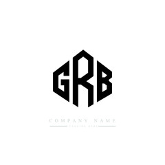 GRB letter logo design with polygon shape. GRB polygon logo monogram. GRB cube logo design. GRB hexagon vector logo template white and black colors. GRB monogram, GRB business and real estate logo.  - obrazy, fototapety, plakaty