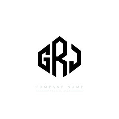 GRJ letter logo design with polygon shape. GRJ polygon logo monogram. GRJ cube logo design. GRJ hexagon vector logo template white and black colors. GRJ monogram, GRJ business and real estate logo. 