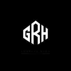 GRH letter logo design with polygon shape. GRH polygon logo monogram. GRH cube logo design. GRH hexagon vector logo template white and black colors. GRH monogram, GRH business and real estate logo. 