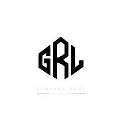 GRL letter logo design with polygon shape. GRL polygon logo monogram. GRL cube logo design. GRL hexagon vector logo template white and black colors. GRL monogram, GRL business and real estate logo. 