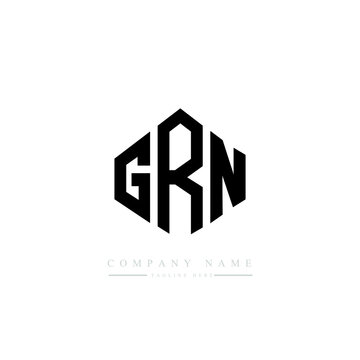 GRN letter logo design with polygon shape. GRN polygon logo monogram. GRN cube logo design. GRN hexagon vector logo template white and black colors. GRN monogram, GRN business and real estate logo. 