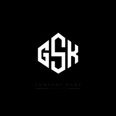 GSK letter logo design with polygon shape. GSK polygon logo monogram. GSK cube logo design. GSK hexagon vector logo template white and black colors. GSK monogram, GSK business and real estate logo. 