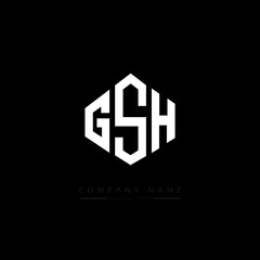 GSH letter logo design with polygon shape. GSH polygon logo monogram. GSH cube logo design. GSH hexagon vector logo template white and black colors. GSH monogram, GSH business and real estate logo. 