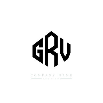GRV letter logo design with polygon shape. GRV polygon logo monogram. GRV cube logo design. GRV hexagon vector logo template white and black colors. GRV monogram, GRV business and real estate logo. 