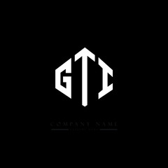 GTI letter logo design with polygon shape. GTI polygon logo monogram. GTI cube logo design. GTI hexagon vector logo template white and black colors. GTI monogram, GTI business and real estate logo. 