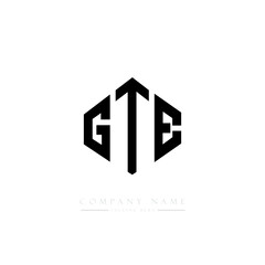 GTE letter logo design with polygon shape. GTE polygon logo monogram. GTE cube logo design. GTE hexagon vector logo template white and black colors. GTE monogram, GTE business and real estate logo. 