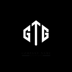 Obraz premium GTG letter logo design with polygon shape. GTG polygon logo monogram. GTG cube logo design. GTG hexagon vector logo template white and black colors. GTG monogram, GTG business and real estate logo. 