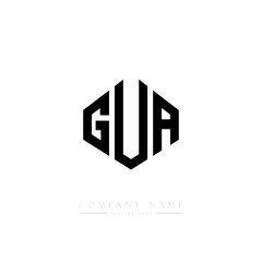 GUA letter logo design with polygon shape. GUA polygon logo monogram. GUA cube logo design. GUA hexagon vector logo template white and black colors. GUA monogram, GUA business and real estate logo. 