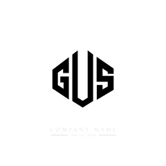 GUS letter logo design with polygon shape. GUS polygon logo monogram. GUS cube logo design. GUS hexagon vector logo template white and black colors. GUS monogram, GUS business and real estate logo. 