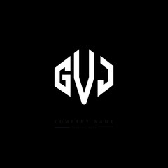 Obraz premium GVJ letter logo design with polygon shape. GVJ polygon logo monogram. GVJ cube logo design. GVJ hexagon vector logo template white and black colors. GVJ monogram, GVJ business and real estate logo. 