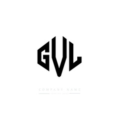 Obraz premium GVL letter logo design with polygon shape. GVL polygon logo monogram. GVL cube logo design. GVL hexagon vector logo template white and black colors. GVL monogram, GVL business and real estate logo. 