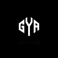 GYA letter logo design with polygon shape. GYA polygon logo monogram. GYA cube logo design. GYA hexagon vector logo template white and black colors. GYA monogram, GYA business and real estate logo. 