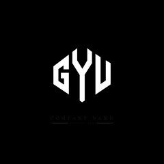GYU letter logo design with polygon shape. GYU polygon logo monogram. GYU cube logo design. GYU hexagon vector logo template white and black colors. GYU monogram, GYU business and real estate logo. 