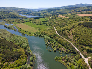 Aerial view of Topolnitsa Reservoir, Bulgaria