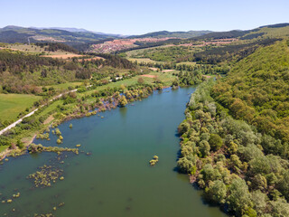 Aerial view of Topolnitsa Reservoir, Bulgaria