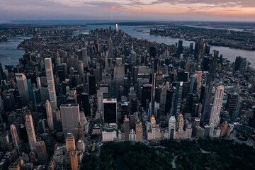 An Aerial View of Midtown Manhattan and Central Park in New York City